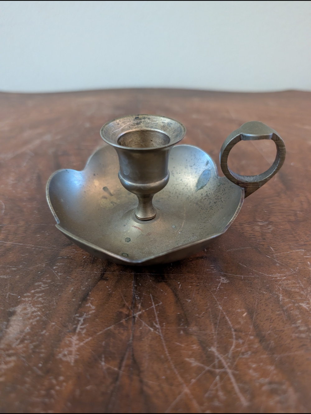 Vintage Brass Chamberstick Candle Holder | Mid Century
